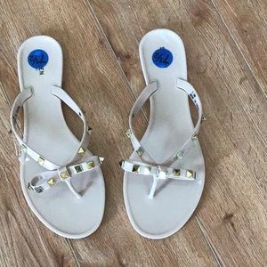 Women Sandals 7 1/2 with ribbons and gold spikes new with tags